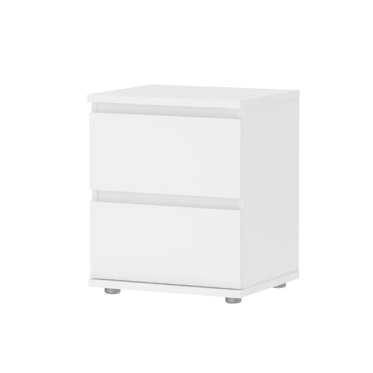 Nova Matt White 2 Drawer Bedside Table (H)480mm (W)400mm (D)340mm