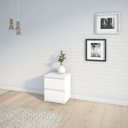 Nova Matt White 2 Drawer Bedside Table (H)480mm (W)400mm (D)340mm