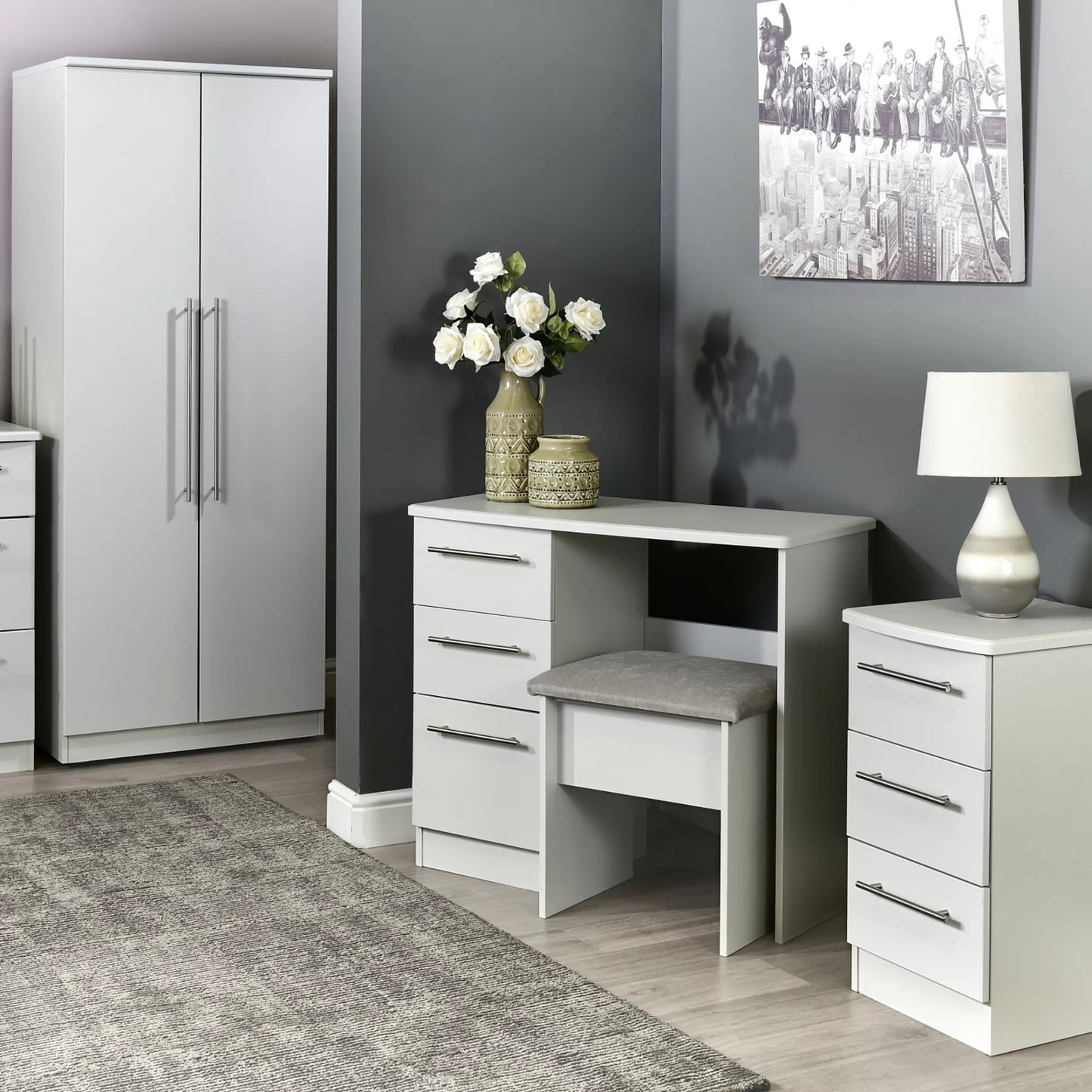 Sherwood Grey Fabric Stool